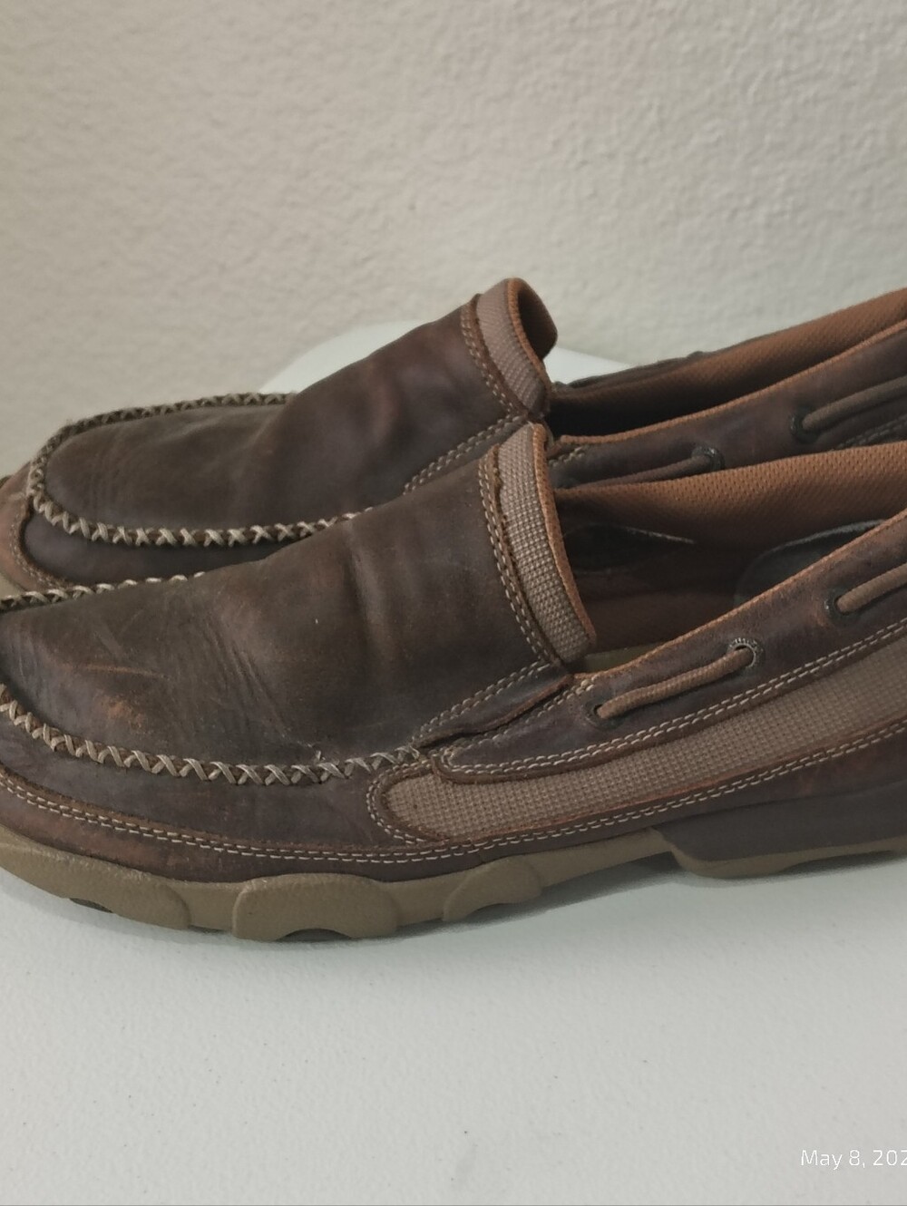 Twisted X Slip On Driving Moc Men's size 9.5M MDMS002 CASUAL DAILY BROWN LEATHER